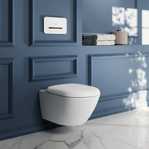 Bild von VILLEROY BOCH Antao Tiefspül-WC spülrandlos, wandhängend, mit TwistFlush, Stone White CeramicPlus #4674T0RW
