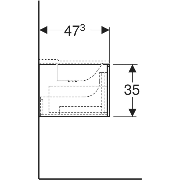 GEBERIT Xeno² Unterschrank für Waschtisch aus Mineralwerkstoff, mit zwei Schubladen #500.348.43.1 - sculturagrau / Melamin Holzstruktur