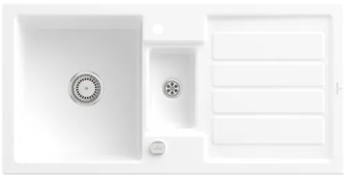 Bild von VILLEROY BOCH Flavia 60 Einbauspüle, inklusive Ablaufgarnitur mit Excenterbetätigung, aus Keramik, 1010 x 510 mm, Stone White CeramicPlus #330402RW