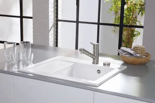 Bild von VILLEROY BOCH Subway 45 Compact Einbauspüle, inklusive Ablaufgarnitur mit Excenterbetätigung, aus Keramik, 650 x 510 mm, Ivory CeramicPlus #331302FU