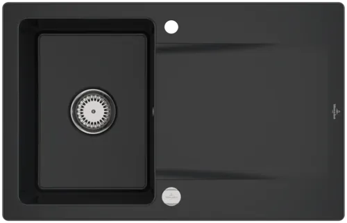 Bild von VILLEROY BOCH Siluet 45 Einbauspüle, inklusive Ablaufgarnitur mit Excenterbetätigung, aus TitanCeram, 800 x 510 mm, Ebony CeramicPlus #333402S5