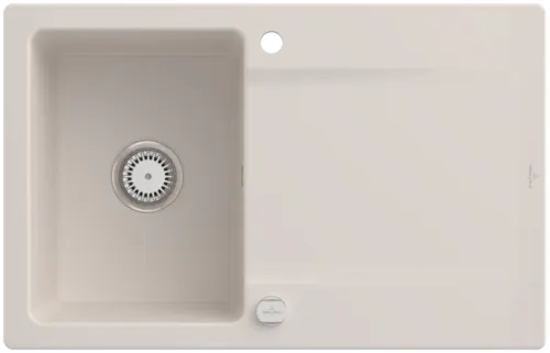 Bild von VILLEROY BOCH Siluet 45 Einbauspüle, inklusive Ablaufgarnitur mit Excenterbetätigung, aus TitanCeram, 800 x 510 mm, Crema CeramicPlus #333402KR
