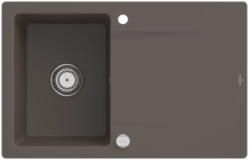 Bild von VILLEROY BOCH Siluet 45 Einbauspüle, inklusive Ablaufgarnitur mit Excenterbetätigung, aus TitanCeram, 800 x 510 mm, Timber CeramicPlus #333402TR