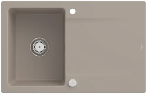 Bild von VILLEROY BOCH Siluet 45 Einbauspüle, inklusive Ablaufgarnitur mit Excenterbetätigung, aus TitanCeram, 800 x 510 mm, Almond CeramicPlus #333402AM