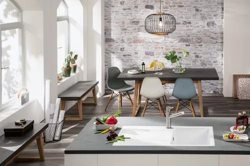 Bild von VILLEROY BOCH Siluet 50 flat flächenbündige Spüle, inklusive Ablaufgarnitur mit Handbetätigung, aus TitanCeram, 880 x 490 mm, Graphite CeramicPlus #33351FI4