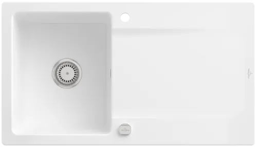 Bild von VILLEROY BOCH Siluet 50 Einbauspüle, inklusive Ablaufgarnitur mit Excenterbetätigung, aus TitanCeram, 900 x 510 mm, Snow White CeramicPlus #333502KG