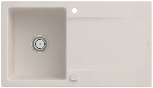 Bild von VILLEROY BOCH Siluet 50 Einbauspüle, inklusive Ablaufgarnitur mit Excenterbetätigung, aus TitanCeram, 900 x 510 mm, Crema CeramicPlus #333502KR