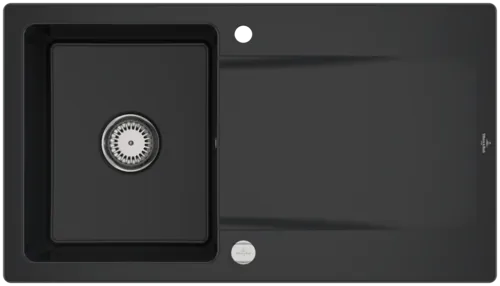 Bild von VILLEROY BOCH Siluet 50 Einbauspüle, inklusive Ablaufgarnitur mit Excenterbetätigung, aus TitanCeram, 900 x 510 mm, Ebony CeramicPlus #333502S5
