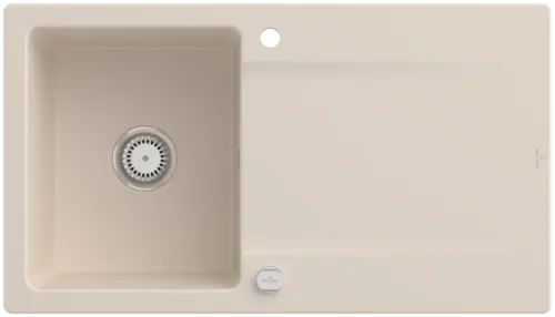 Bild von VILLEROY BOCH Siluet 50 Einbauspüle, inklusive Ablaufgarnitur mit Excenterbetätigung, aus TitanCeram, 900 x 510 mm, Ivory CeramicPlus #333502FU