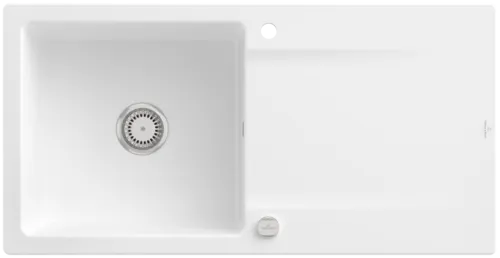 Bild von VILLEROY BOCH Siluet 60 Einbauspüle, inklusive Ablaufgarnitur mit Excenterbetätigung, aus TitanCeram, 1000 x 510 mm, Stone White CeramicPlus #333602RW