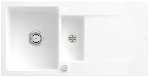 Bild von VILLEROY BOCH Siluet 60 R Einbauspüle, inklusive Ablaufgarnitur mit Excenterbetätigung, aus TitanCeram, 1000 x 510 mm, Weiß Alpin CeramicPlus #333702R1