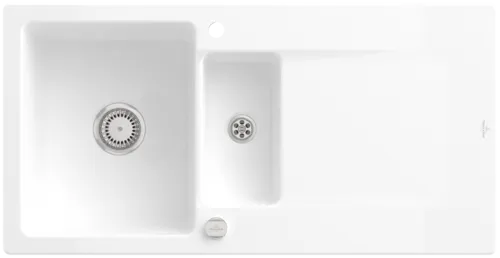 Bild von VILLEROY BOCH Siluet 60 R Einbauspüle, inklusive Ablaufgarnitur mit Excenterbetätigung, aus TitanCeram, 1000 x 510 mm, Snow White CeramicPlus #333702KG