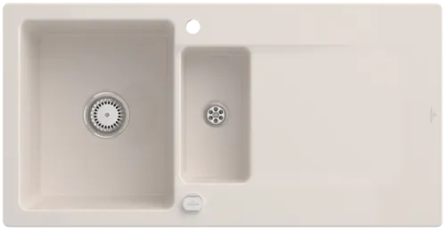Bild von VILLEROY BOCH Siluet 60 R Einbauspüle, inklusive Ablaufgarnitur mit Excenterbetätigung, aus TitanCeram, 1000 x 510 mm, Crema CeramicPlus #333702KR