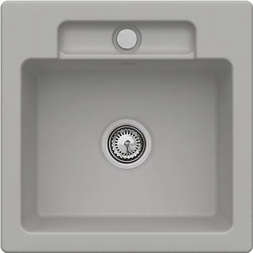 Bild von VILLEROY BOCH Siluet 50 S Einbauspüle, inklusive Ablaufgarnitur mit Handbetätigung, aus TitanCeram, 510 x 510 mm, Fossil CeramicPlus #334501KD