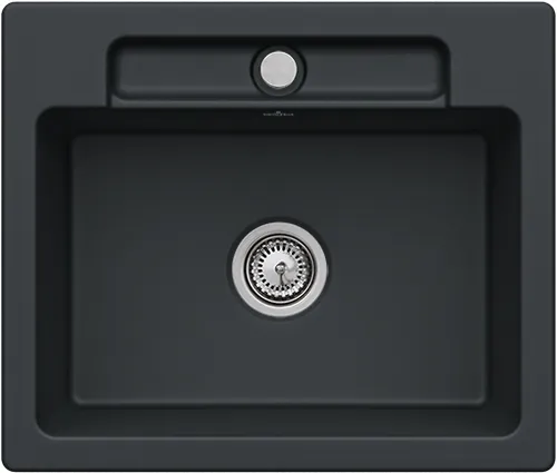 Bild von VILLEROY BOCH Siluet 60 S Einbauspüle, inklusive Ablaufgarnitur mit Handbetätigung, aus TitanCeram, 600 x 510 mm, Ebony CeramicPlus #334601S5