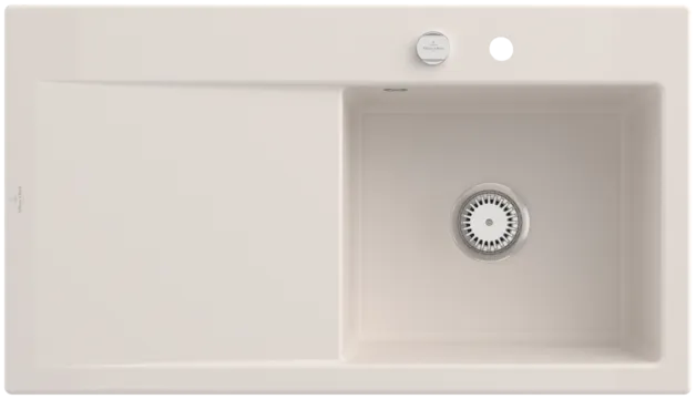 Bild von VILLEROY BOCH Subway Style 50 Einbauspüle, inklusive Ablaufgarnitur mit Excenterbetätigung, aus Keramik, 900 x 510 mm, Crema CeramicPlus #335102KR