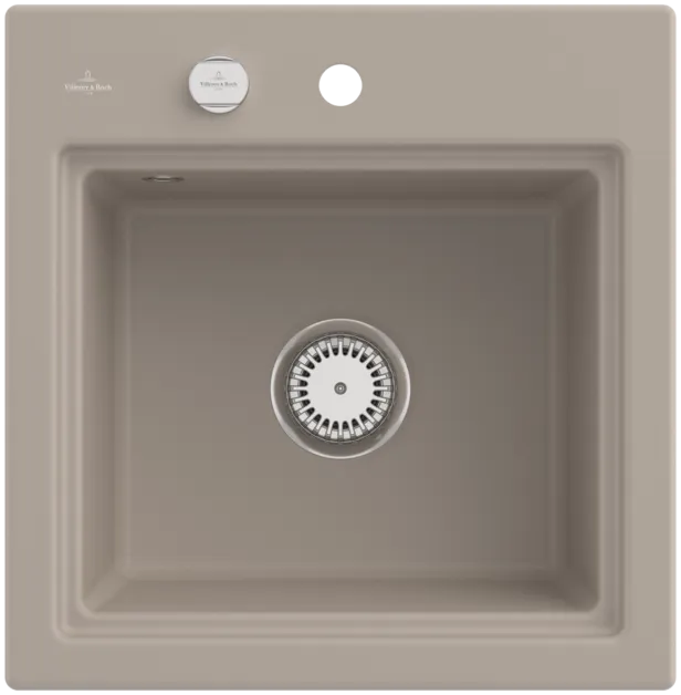 Bild von VILLEROY BOCH Subway Style 50 S Einbauspüle, inklusive Ablaufgarnitur mit Excenterbetätigung, Abtropfgitter, aus Keramik, 500 x 510 mm, Almond CeramicPlus #335A02AM
