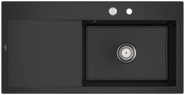 Bild von VILLEROY BOCH Subway Style 60 Einbauspüle, inklusive Ablaufgarnitur mit Excenterbetätigung, aus Keramik, 1000 x 510 mm, Ebony CeramicPlus #336102S5