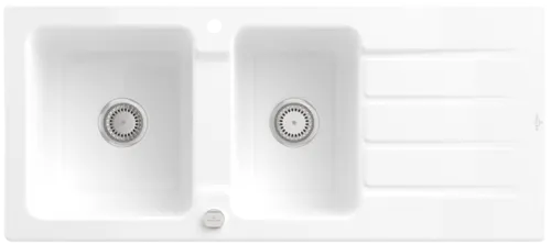 Bild von VILLEROY BOCH Architectura 80 Einbauspüle, inklusive Ablaufgarnitur mit Excenterbetätigung, aus Keramik, 1160 x 510 mm, Weiß Alpin CeramicPlus #338002R1