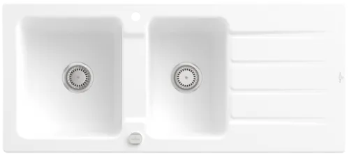 Bild von VILLEROY BOCH Architectura 80 Einbauspüle, inklusive Ablaufgarnitur mit Excenterbetätigung, aus Keramik, 1160 x 510 mm, Stone White CeramicPlus #338002RW