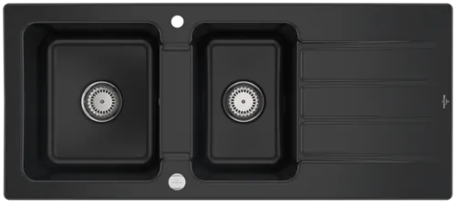 Bild von VILLEROY BOCH Architectura 80 Einbauspüle, inklusive Ablaufgarnitur mit Excenterbetätigung, aus Keramik, 1160 x 510 mm, Ebony CeramicPlus #338002S5