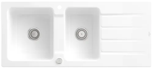 Bild von VILLEROY BOCH Architectura 80 Einbauspüle, inklusive Ablaufgarnitur mit Excenterbetätigung, aus Keramik, 1160 x 510 mm, Snow White CeramicPlus #338002KG