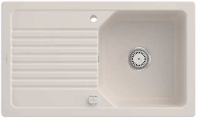 Bild von VILLEROY BOCH Linara 50 Einbauspüle, inklusive Ablaufgarnitur mit Excenterbetätigung, aus TitanCeram, 860 x 510 mm, Crema CeramicPlus #338502KR