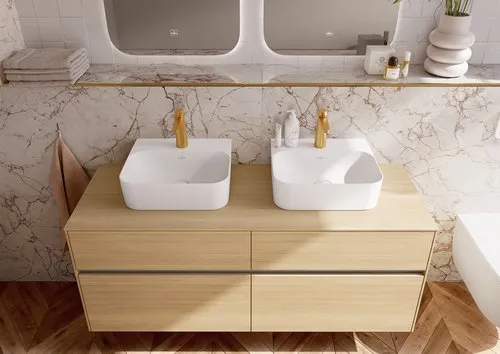 Bild von VILLEROY BOCH Finion Handwaschbecken, 430 x 390 x 140 mm, Stone White CeramicPlus, ohne Überlauf, Unterseite geschliffen #43644LRW