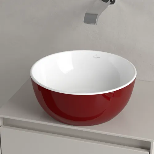 Bild von VILLEROY BOCH Artis Aufsatzwaschbecken, 325 x 325 x 135 mm, Bordeaux, ohne Überlauf #438932BCS9