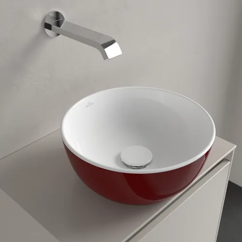 Bild von VILLEROY BOCH Artis Aufsatzwaschbecken, 325 x 325 x 135 mm, Bordeaux, ohne Überlauf #438932BCS9