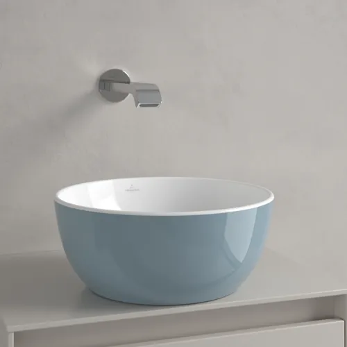 Picture of VILLEROY BOCH Artis Surface-mounted washbasin, 325 x 325 x 135 mm, Frozen, without overflow #438932BCS6