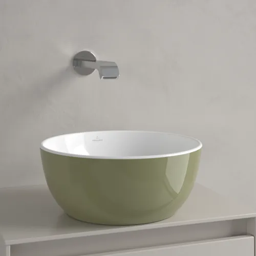 Bild von VILLEROY BOCH Artis Aufsatzwaschbecken, 325 x 325 x 135 mm, Sage Green, ohne Überlauf #438932BCS8
