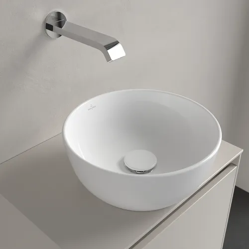 Obrázek VILLEROY BOCH Umyvadlo Artis na desku, 325 x 325 x 135 mm, Stone White CeramicPlus, bez přepadu #438932RW