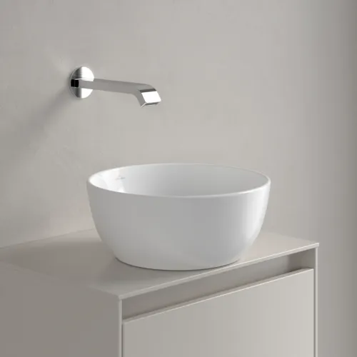 Obrázek VILLEROY BOCH Umyvadlo Artis na desku, 325 x 325 x 135 mm, Stone White CeramicPlus, bez přepadu #438932RW