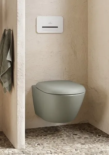 Bild von VILLEROY BOCH Antao Tiefspül-WC spülrandlos, wandhängend, mit TwistFlush, Morning Green CeramicPlus #4674T0R8