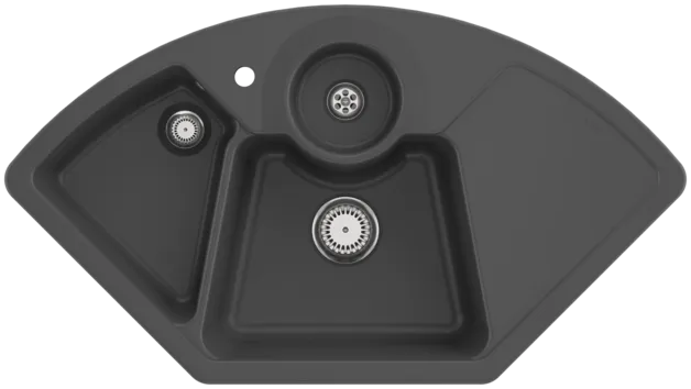 Obrázek VILLEROY BOCH Solo corner Corner sink, included Waste system hand-operated, Strainer bowl, of Ceramic, 1075 x 600 mm, Graphite CeramicPlus #670801I4