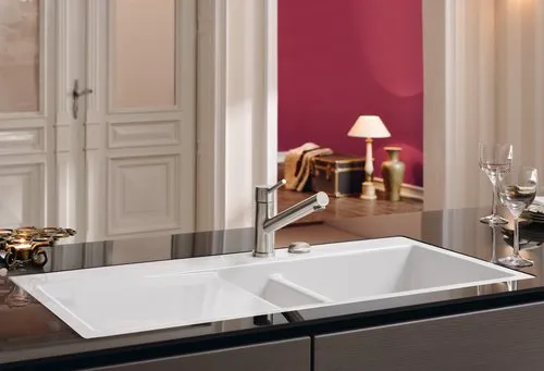 Bild von VILLEROY BOCH Subway 60 flat flächenbündige Spüle, inklusive Ablaufgarnitur mit Excenterbetätigung, aus Keramik, 965 x 475 mm, Graphite CeramicPlus #67122FI4