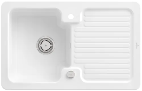 Bild von VILLEROY BOCH Condor 45 Einbauspüle, inklusive Ablaufgarnitur mit Excenterbetätigung, aus Keramik, 800 x 510 mm, Weiß Alpin CeramicPlus #674502R1