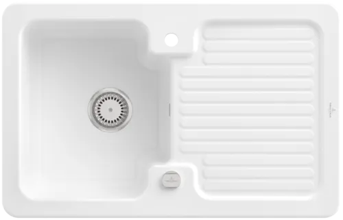 Bild von VILLEROY BOCH Condor 45 Einbauspüle, inklusive Ablaufgarnitur mit Excenterbetätigung, aus Keramik, 800 x 510 mm, Snow White CeramicPlus #674502KG