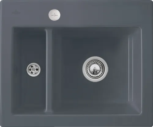 Bild von VILLEROY BOCH Subway 60 XM Einbauspüle, inklusive Ablaufgarnitur mit Excenterbetätigung, aus Keramik, 620 x 510 mm, Pure Black #678002R7