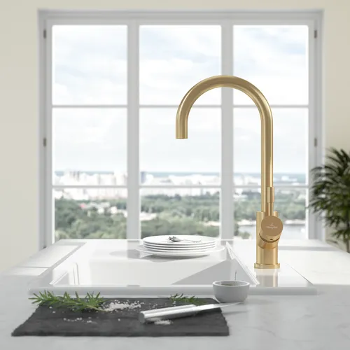 Obrázek VILLEROY BOCH Umbrella Kitchen tap, of Stainless steel, Gold Matt #92530003