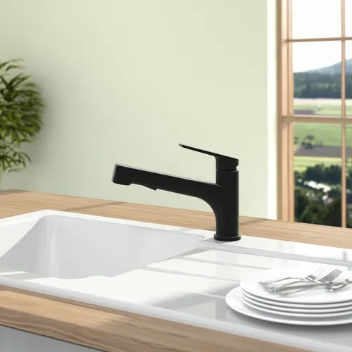 Obrázek VILLEROY BOCH Junis Shower Kitchen tap, of Stainless steel, Matt Black #92810006