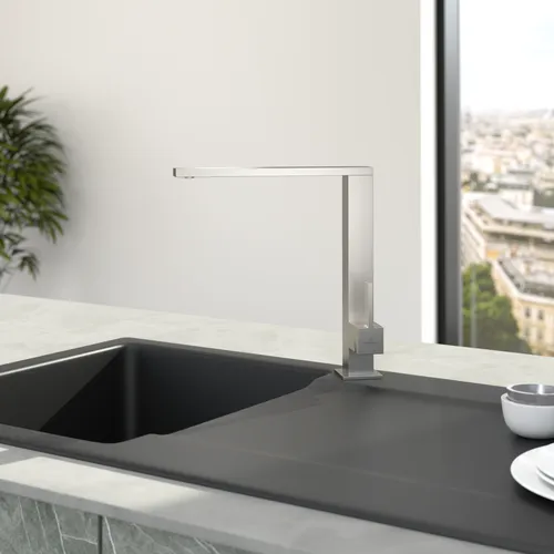 Obrázek VILLEROY BOCH Finera Square Kitchen tap, of Stainless steel, Solid stainless steel #927100LC