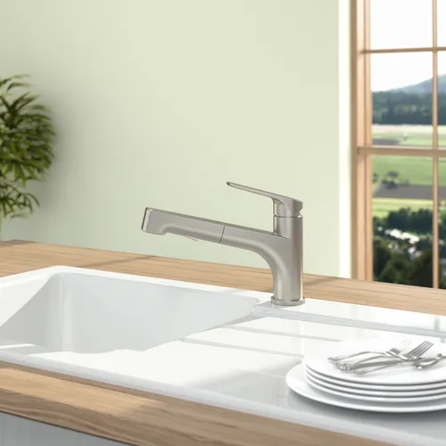 Bild von VILLEROY BOCH Junis Shower Küchenarmatur, aus Edelstahl, Edelstahl massiv #928100LC