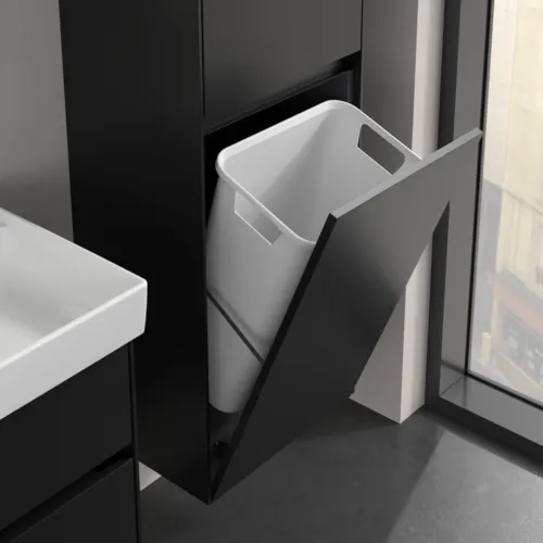Bild von VILLEROY BOCH Collaro Hochschrank, 2 Türen, 454 x 1538 x 347 mm, Volcano Black / Volcano Black #C03401VL