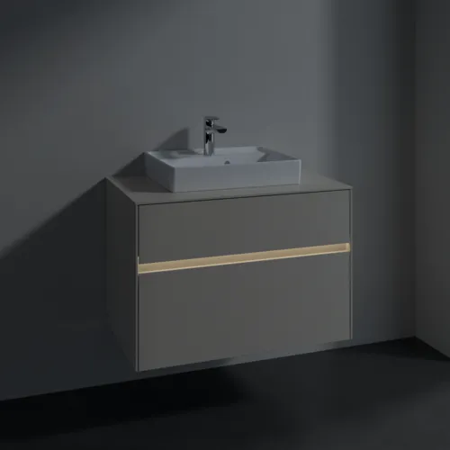 Bild von VILLEROY BOCH Collaro Waschbeckenunterschrank, mit Beleuchtung, 2 Auszüge, 800 x 548 x 500 mm, Cashmere Grey / Cashmere Grey #C069B0VN