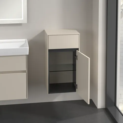 Obrázek VILLEROY BOCH Boční skříňka Collaro, 1 dvířka, 1 zásuvka, 404 x 748 x 349 mm, Cashmere Grey / Cashmere Grey #C03201VN