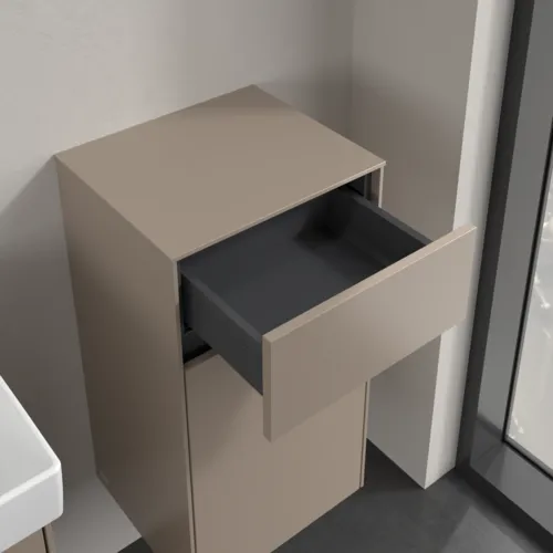 Bild von VILLEROY BOCH Collaro Seitenschrank, 1 Tür, 1 Schublade, 404 x 748 x 349 mm, Taupe / Taupe #C03201VM