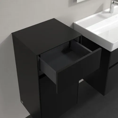VILLEROY BOCH Collaro Seitenschrank, 1 Tür, 1 Schublade, 404 x 748 x 349 mm, Volcano Black / Volcano Black #C03200VL, Bild 6