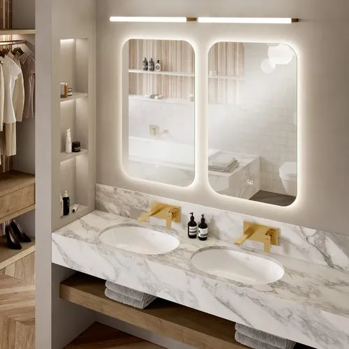 Bild von VILLEROY BOCH Architectura Square Einhebel-Waschtischarmatur mit Push-Open-Ablaufgarnitur, Brushed Gold #TVW12500300076